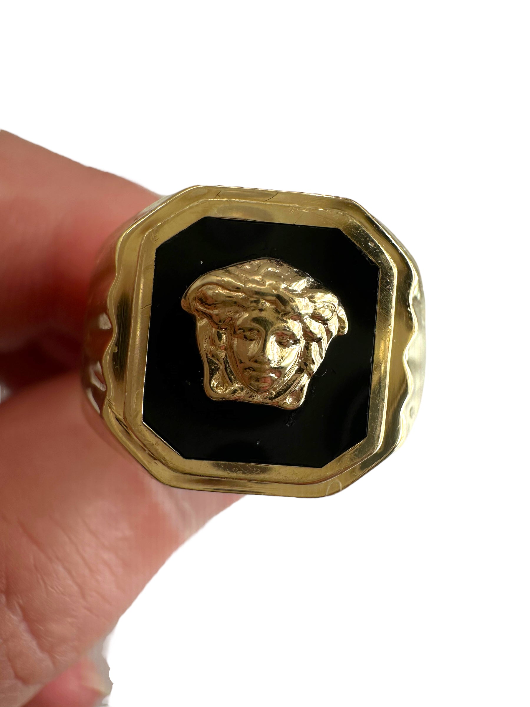 14k Onyx Medusa Head Ring