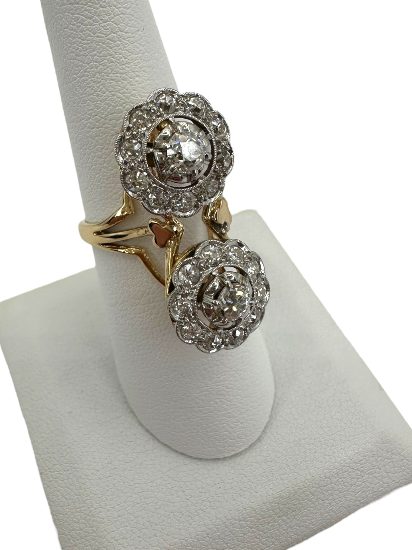 14k Platinum Old Cut Diamond Ring