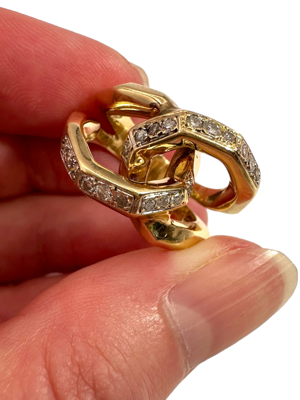 14k Chunky Geometric Diamond Ring