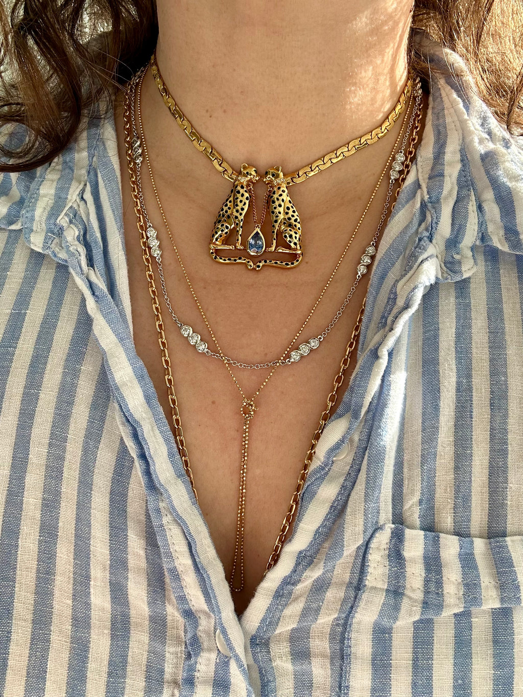 18k Diamond Station Chain Necklace