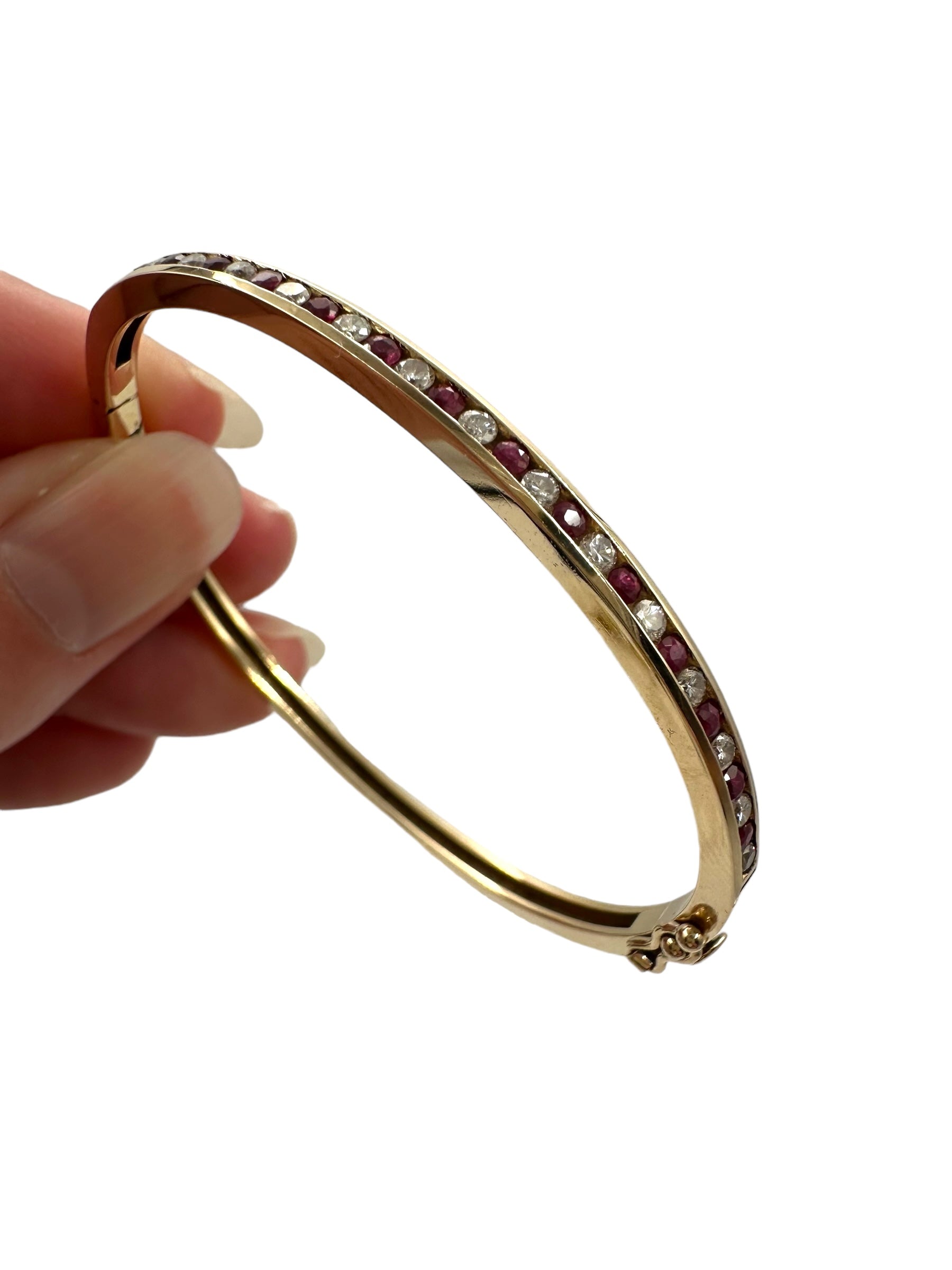 14k Ruby Diamond Bangle Bracelet