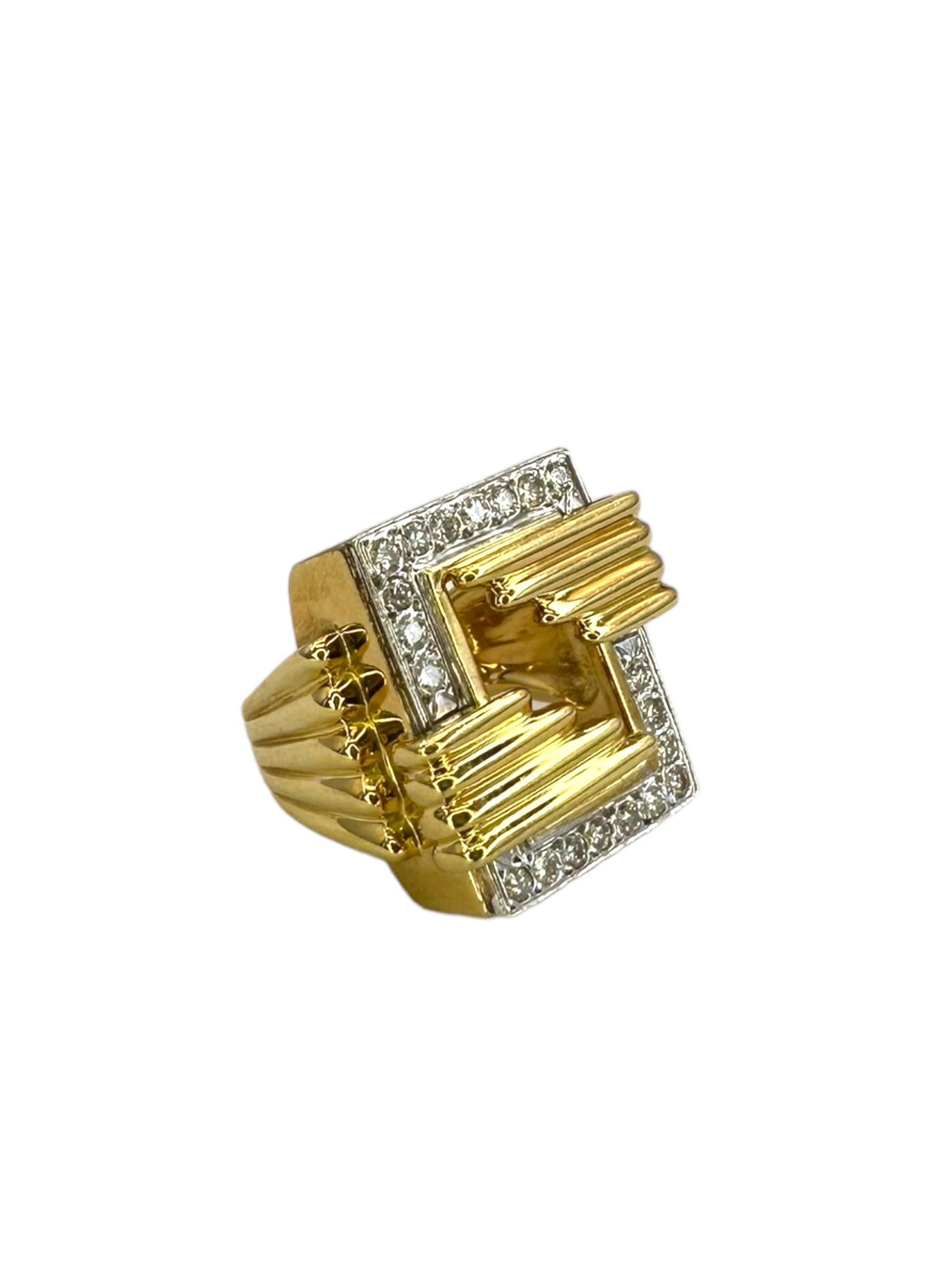 18k Geometric Diamond Ring
