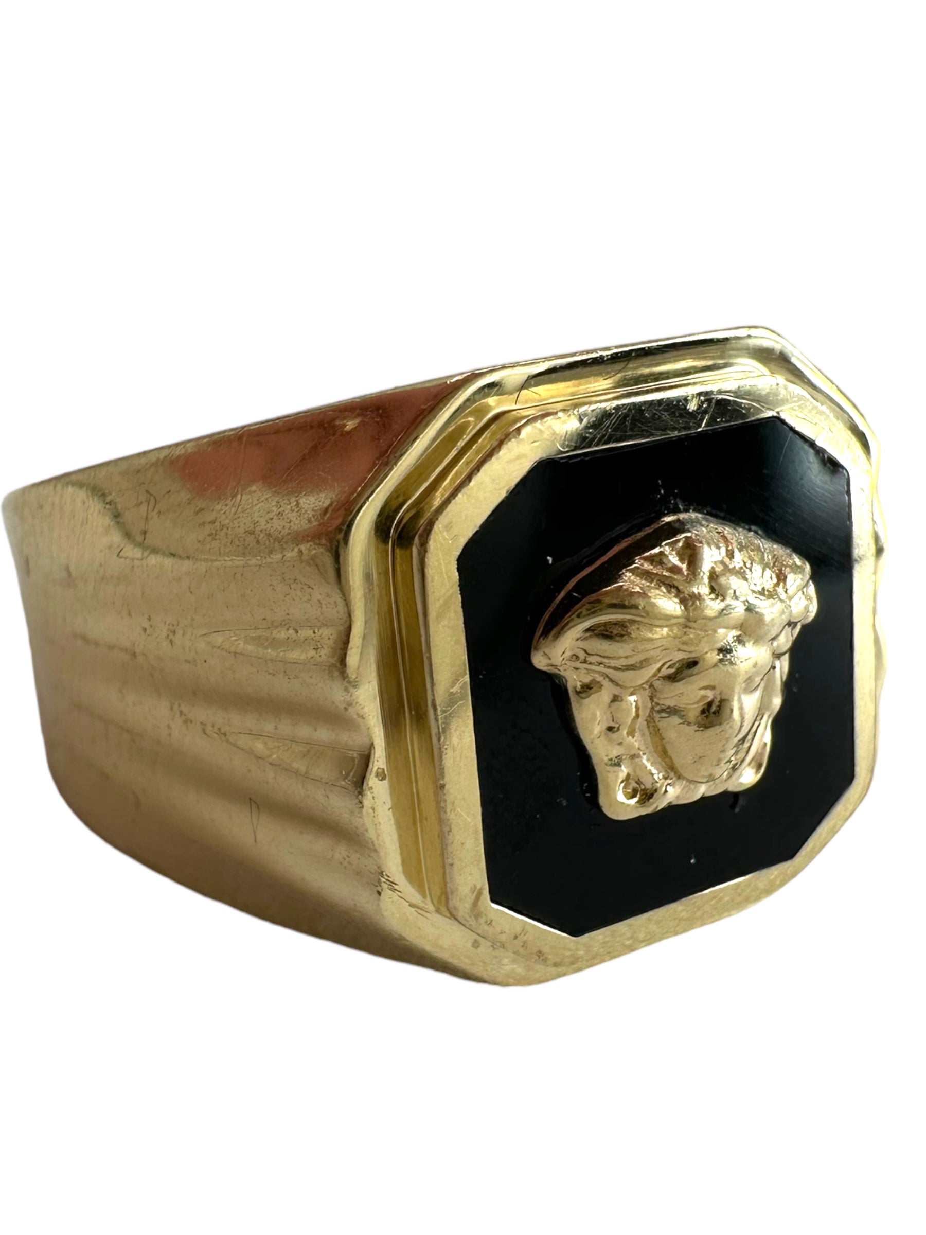 14k Onyx Medusa Head Ring
