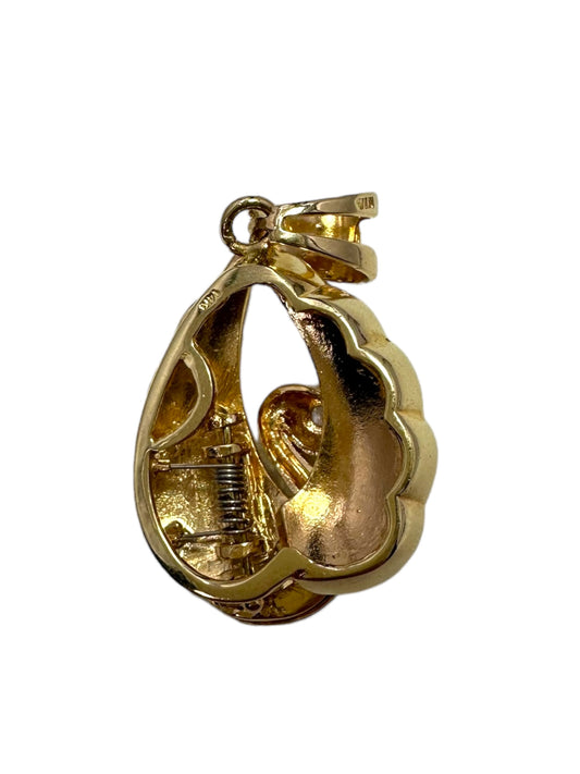 14k Shell Opal Diamond Swan Pendant