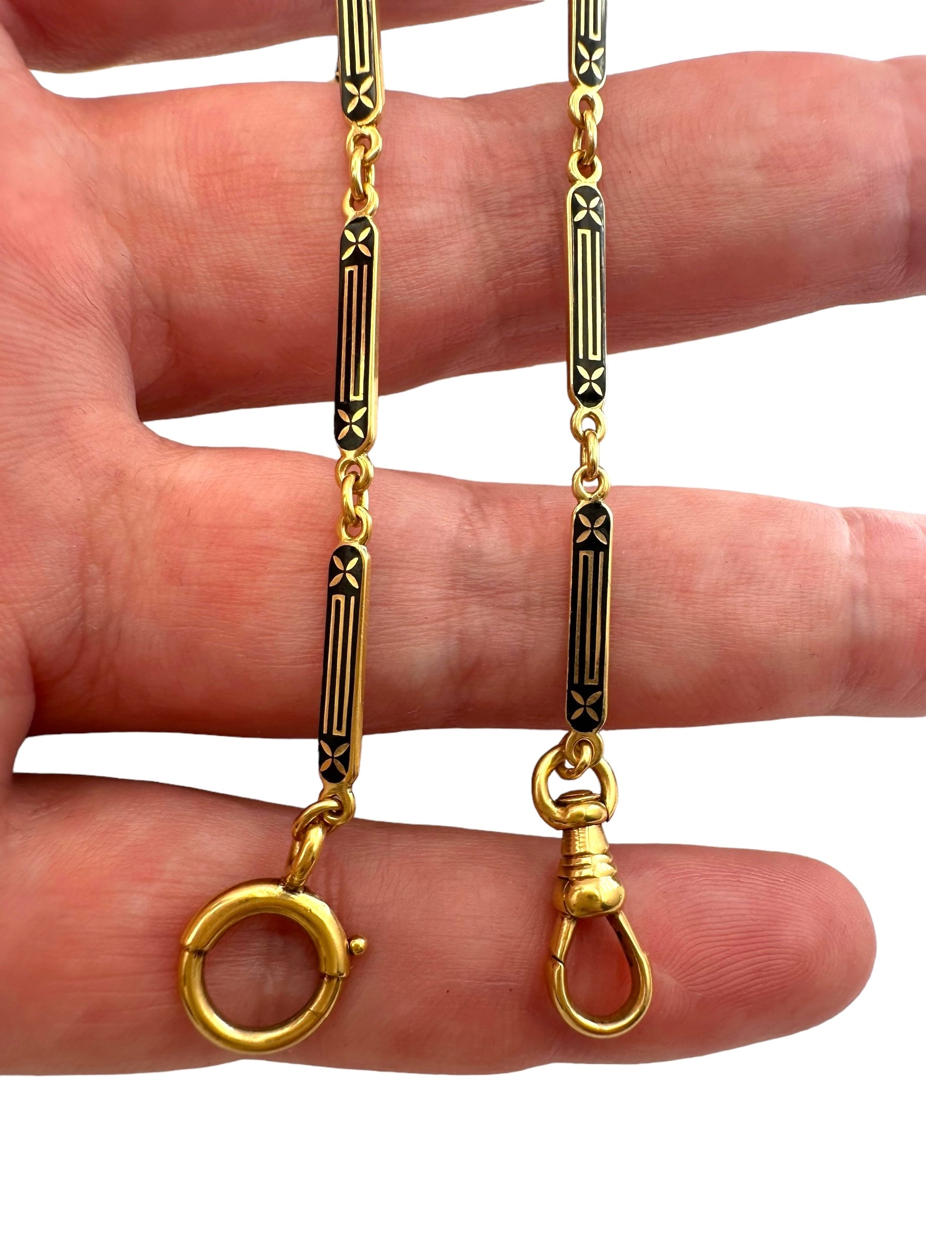 18k Black Enamel Watch Chain