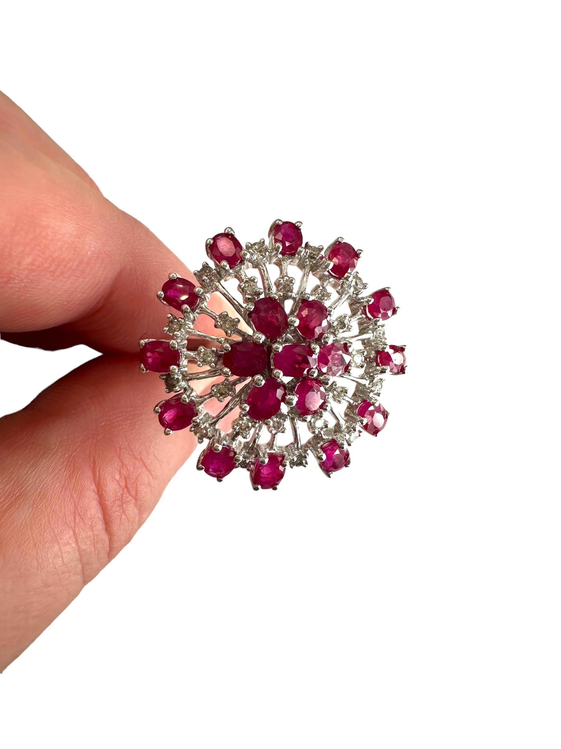 14k Ruby Diamond Burst Ring