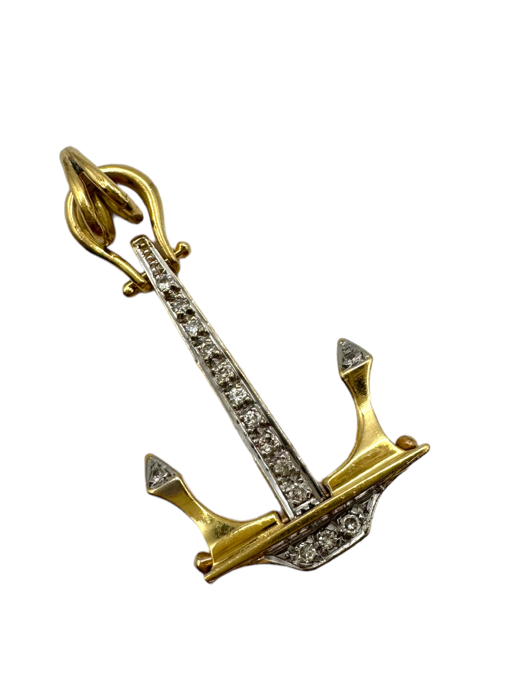 18k Anchor Diamond Pendant