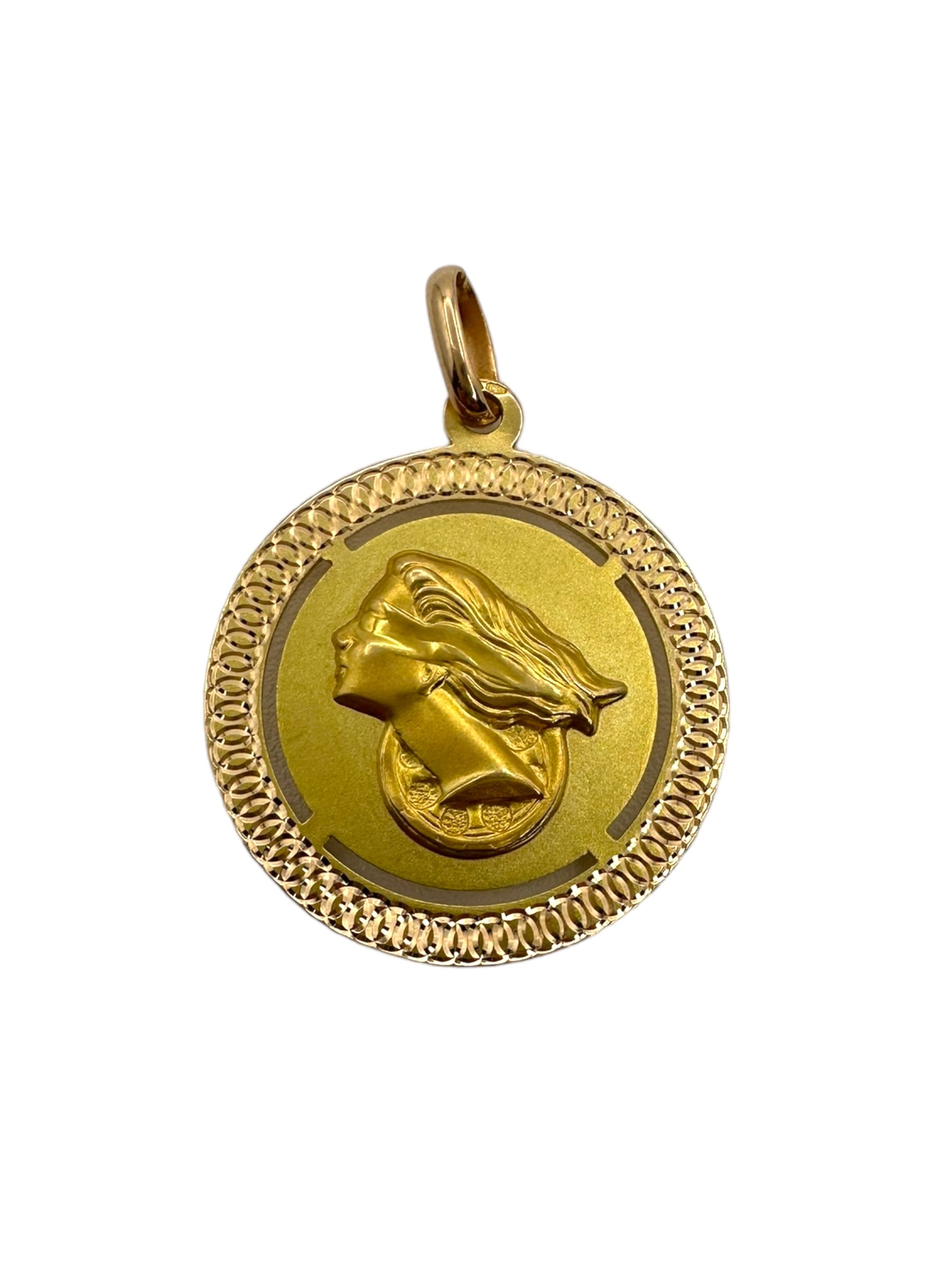 18k Double Sided Fortuna and Nefertiti Pendant