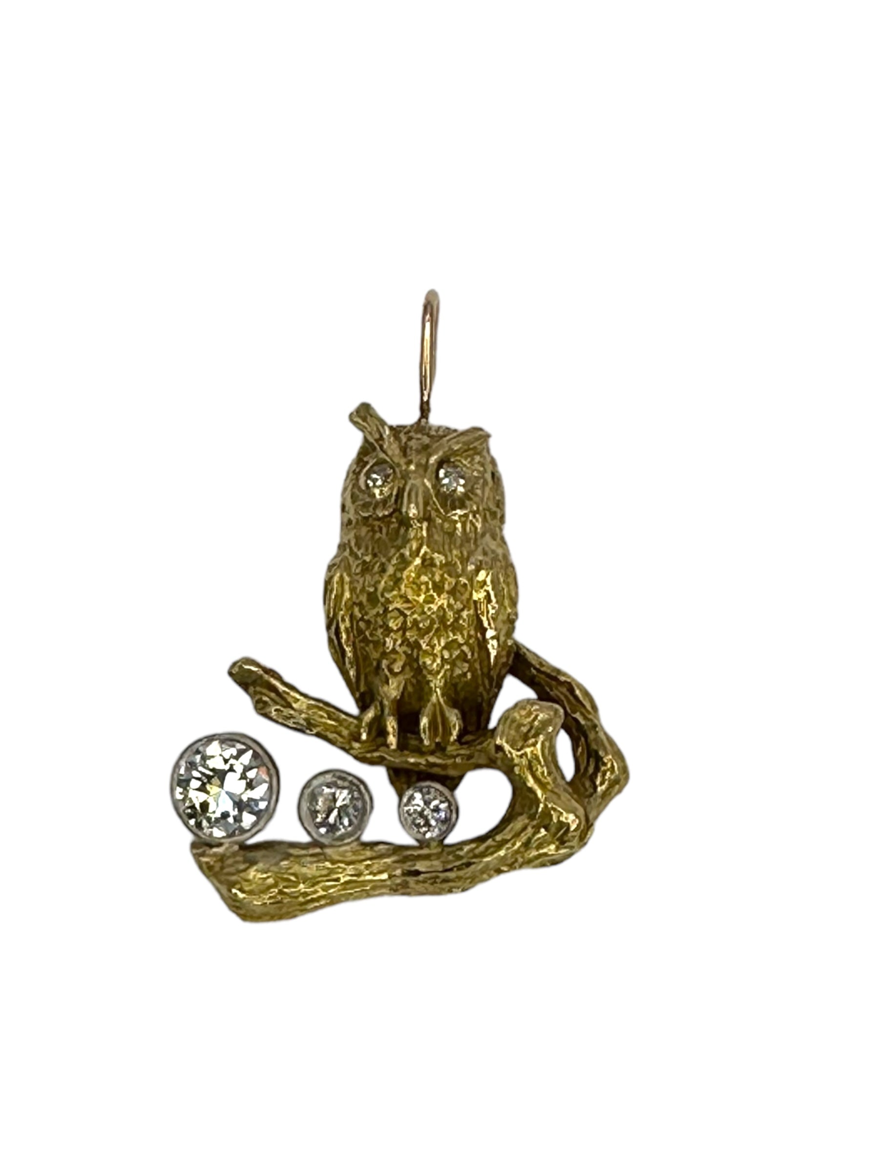 18k Owl Diamond Pendant