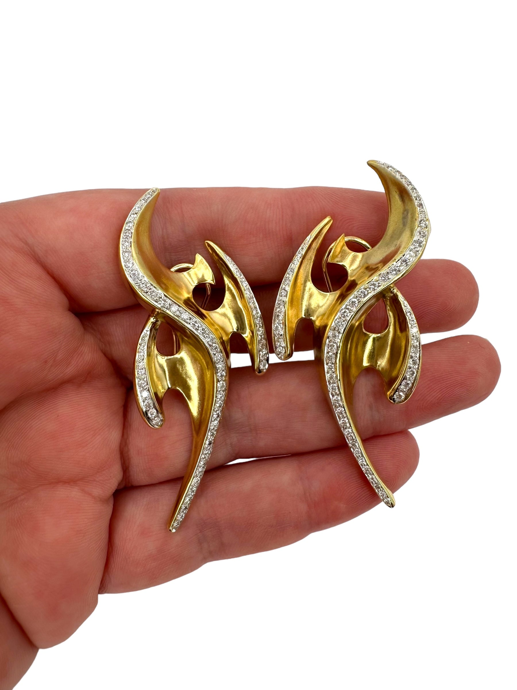 18k Statement Abstract Diamond Earrings