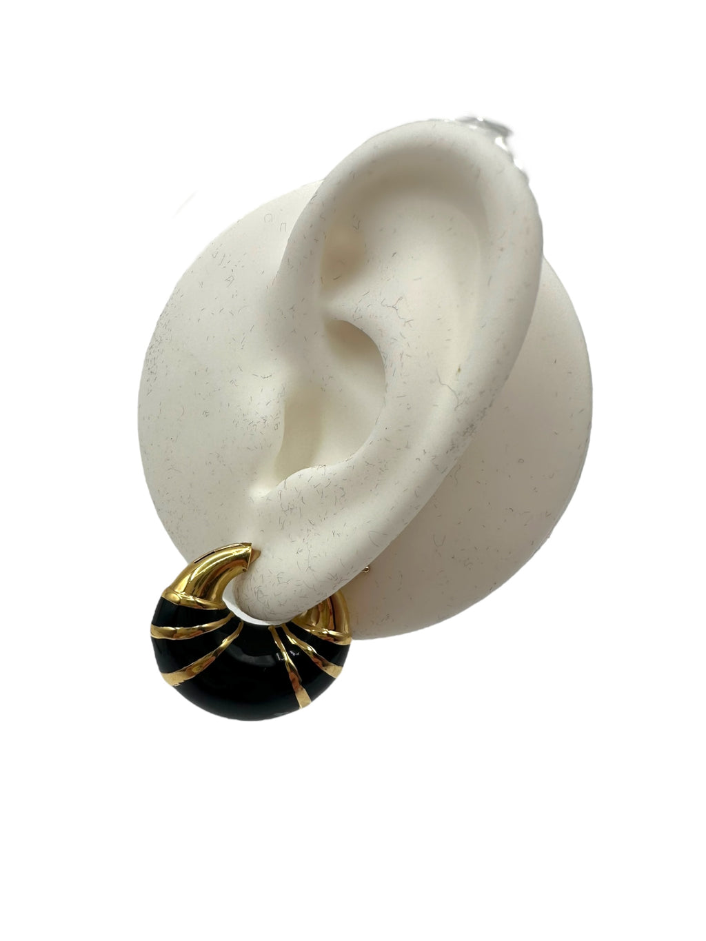 18k Enamel Crescent Huggie Earrings