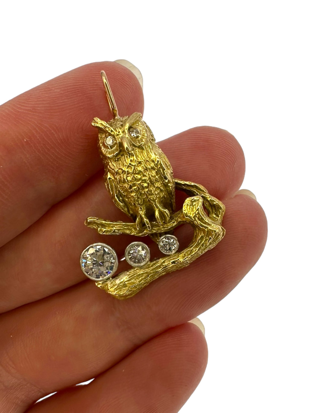 18k Owl Diamond Pendant