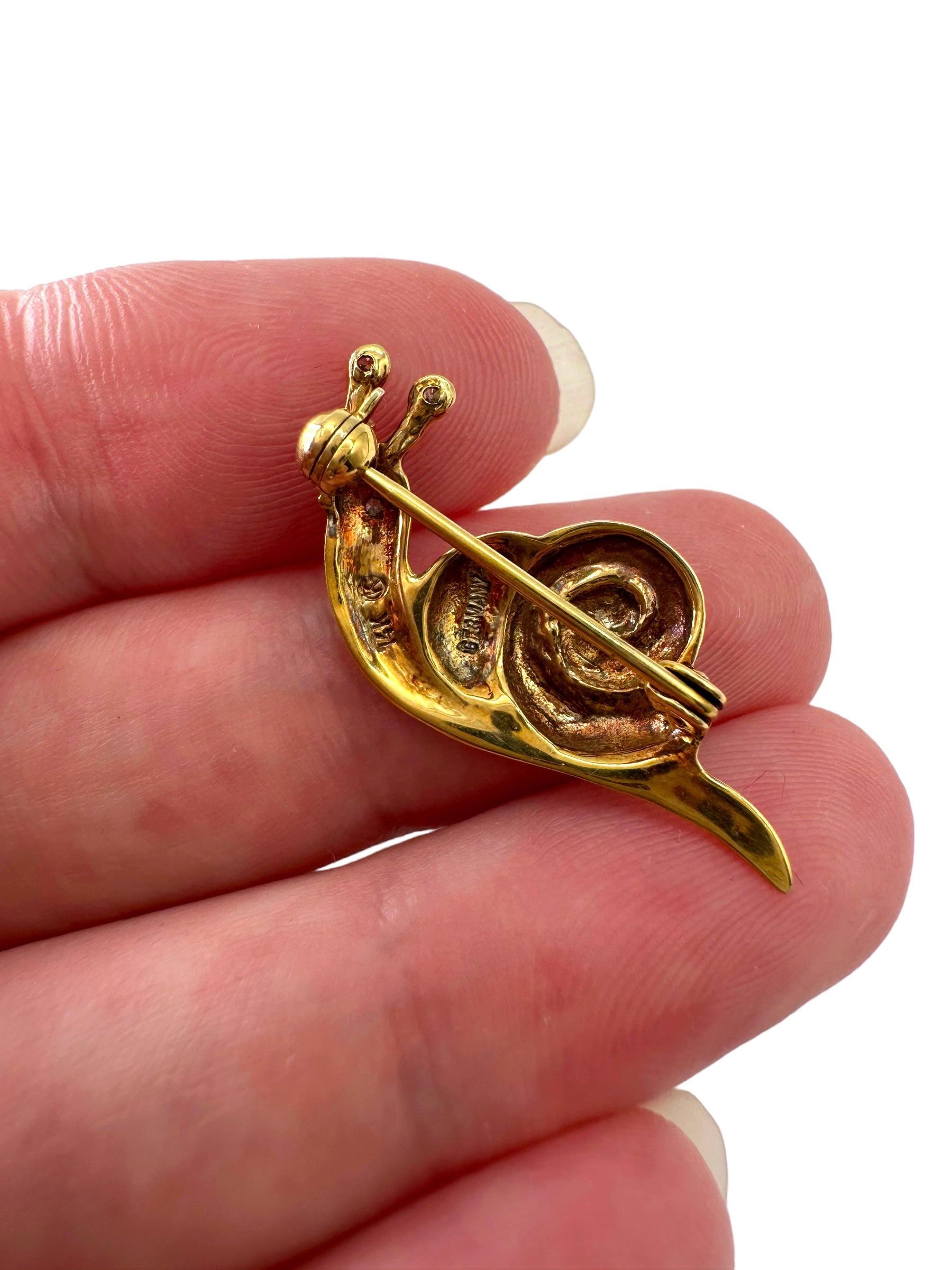 14k Diamond Snail Pin