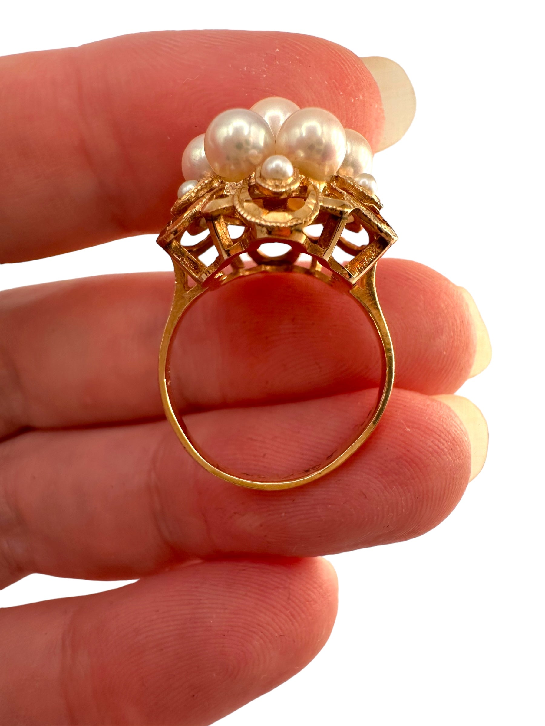 14k Pearl Cluster Ring