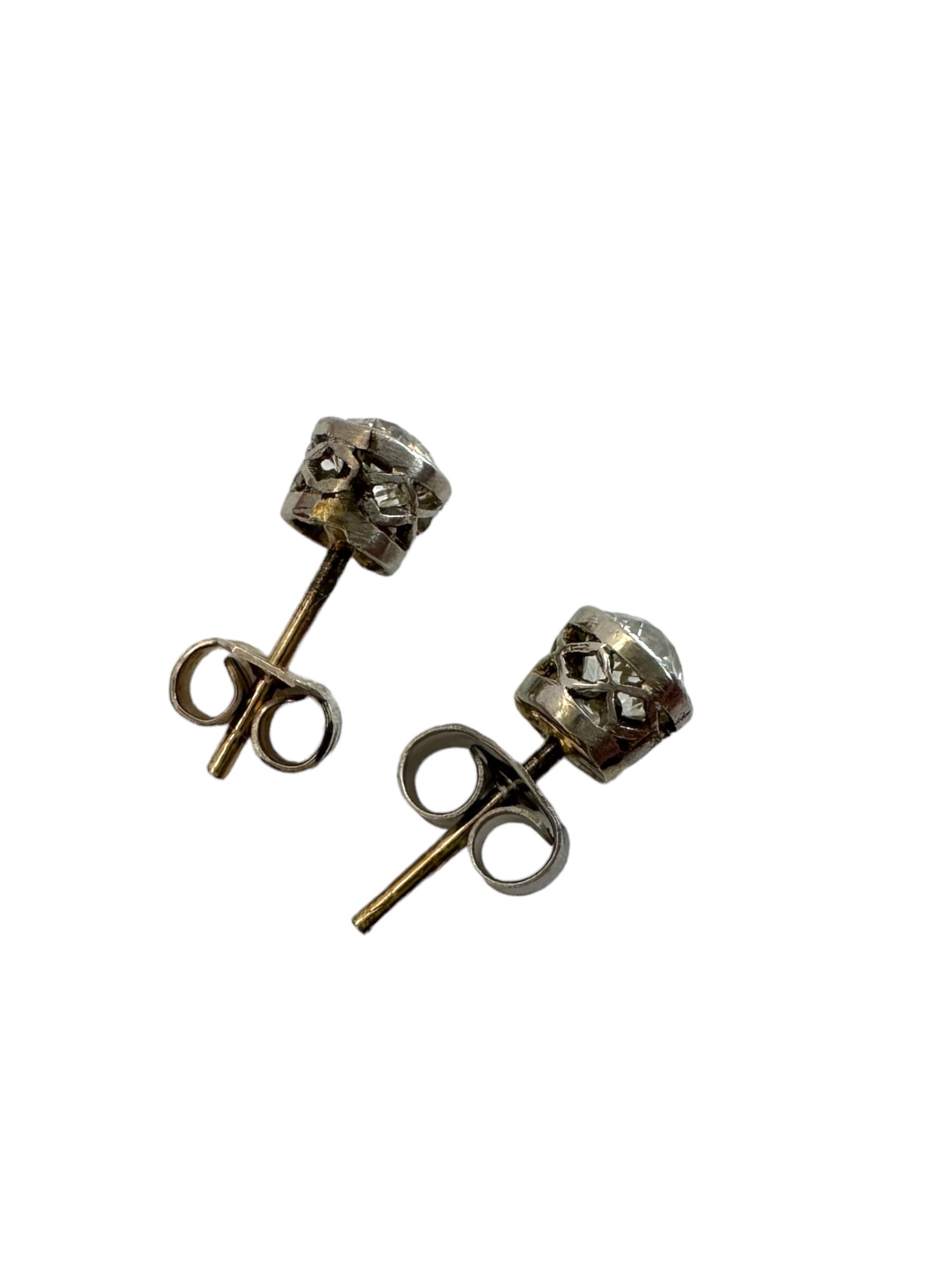 Platinum Old Euro Diamond Solitaire Earrings