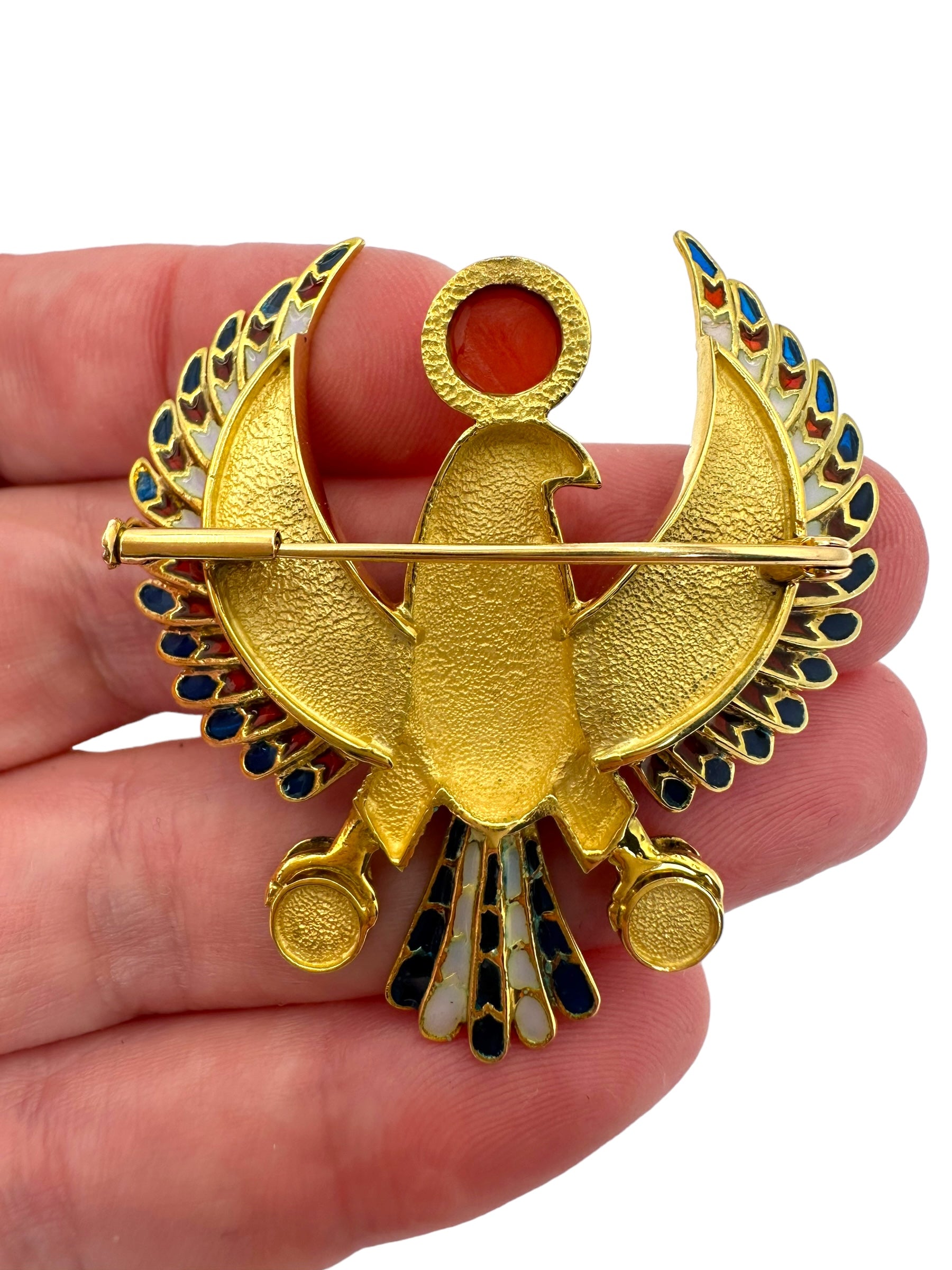 18k Horus Enamel Brooch