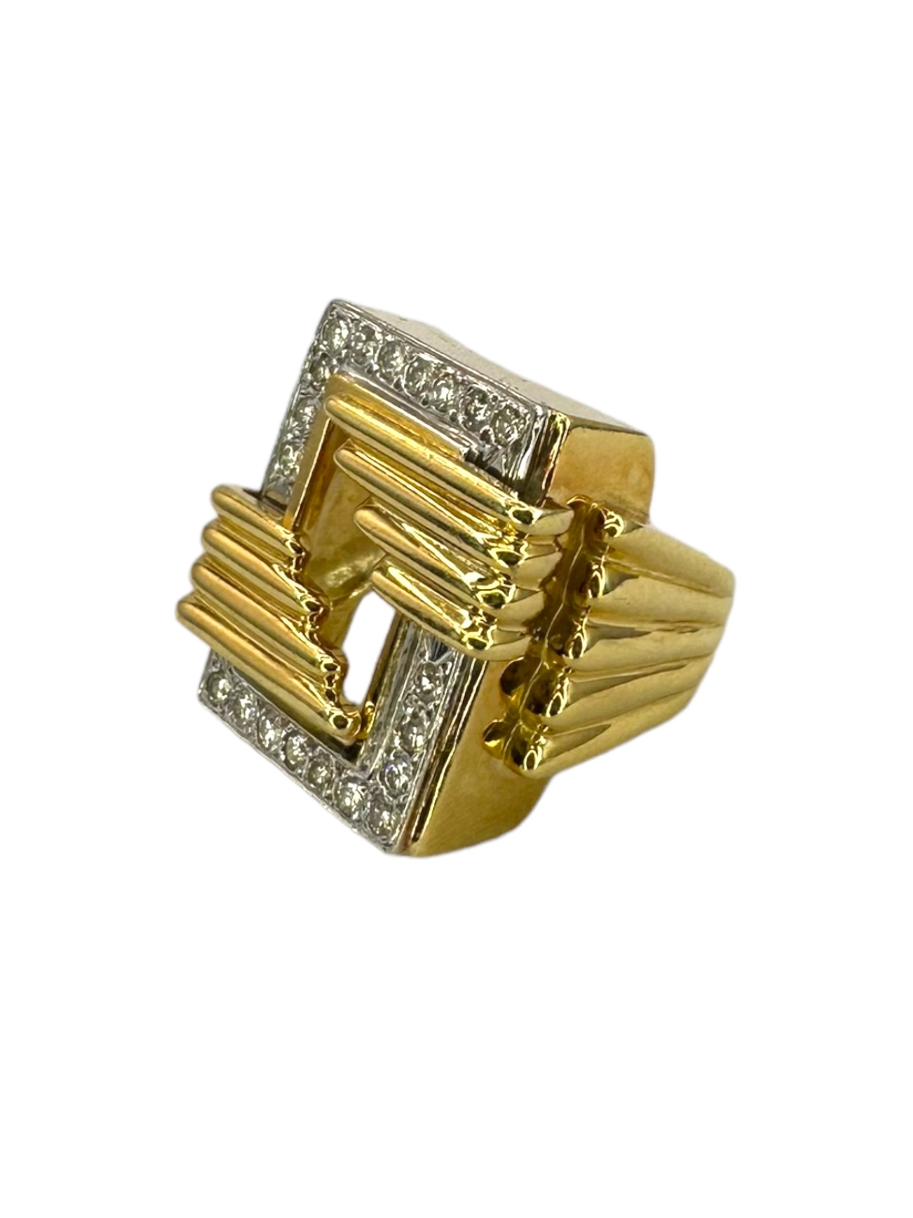 18k Geometric Diamond Ring