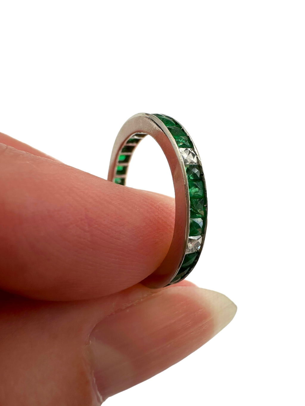 Platinum Emerald Diamond Eternity Ring