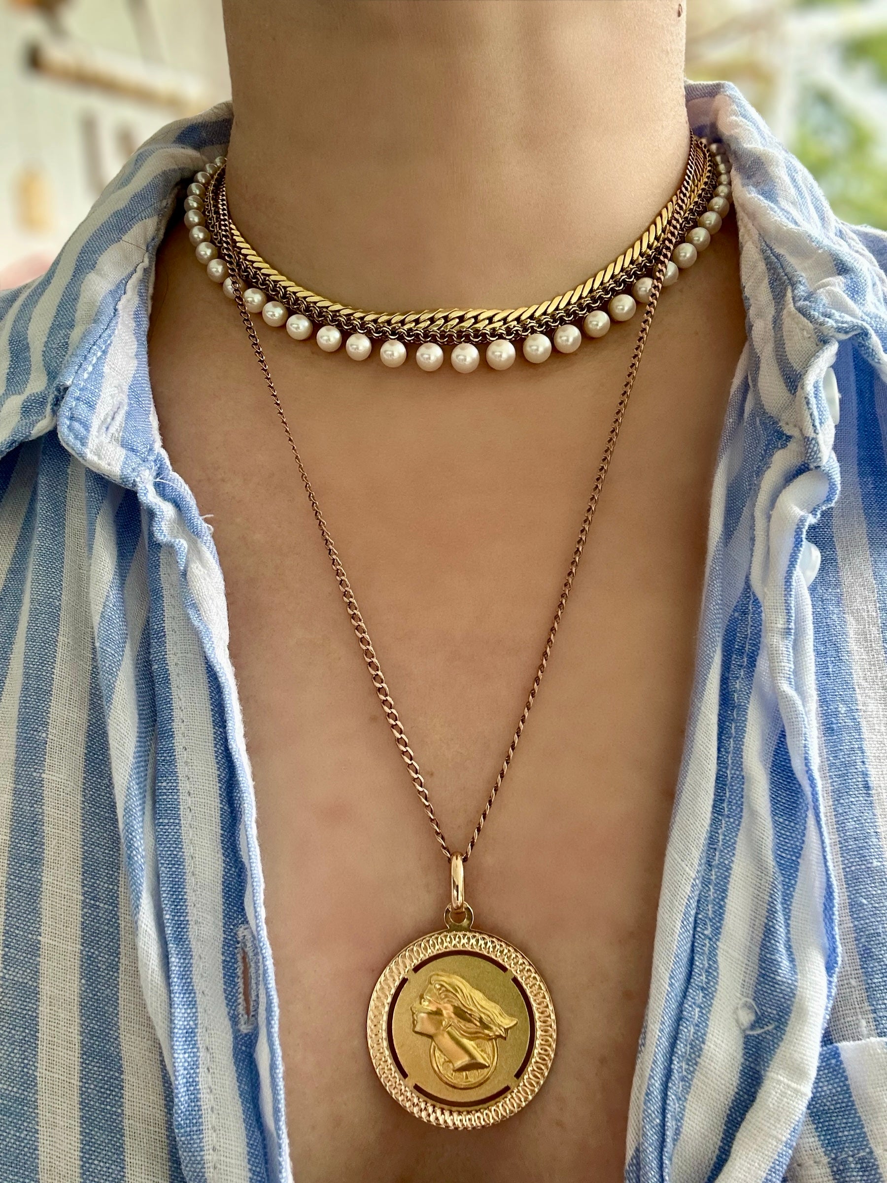 14k Green Gold Pearl Fringe Necklace