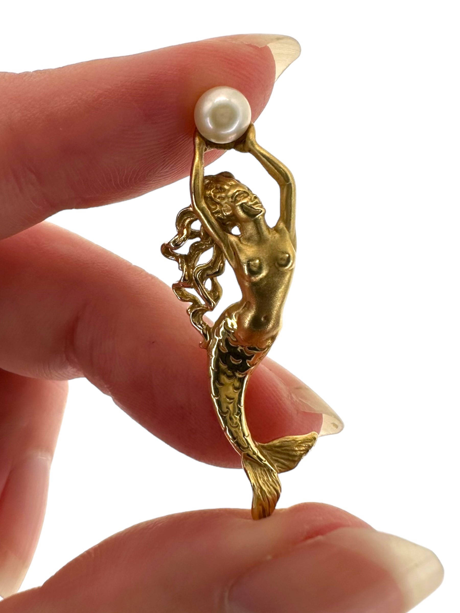 14k Pearl Mermaid Pendant