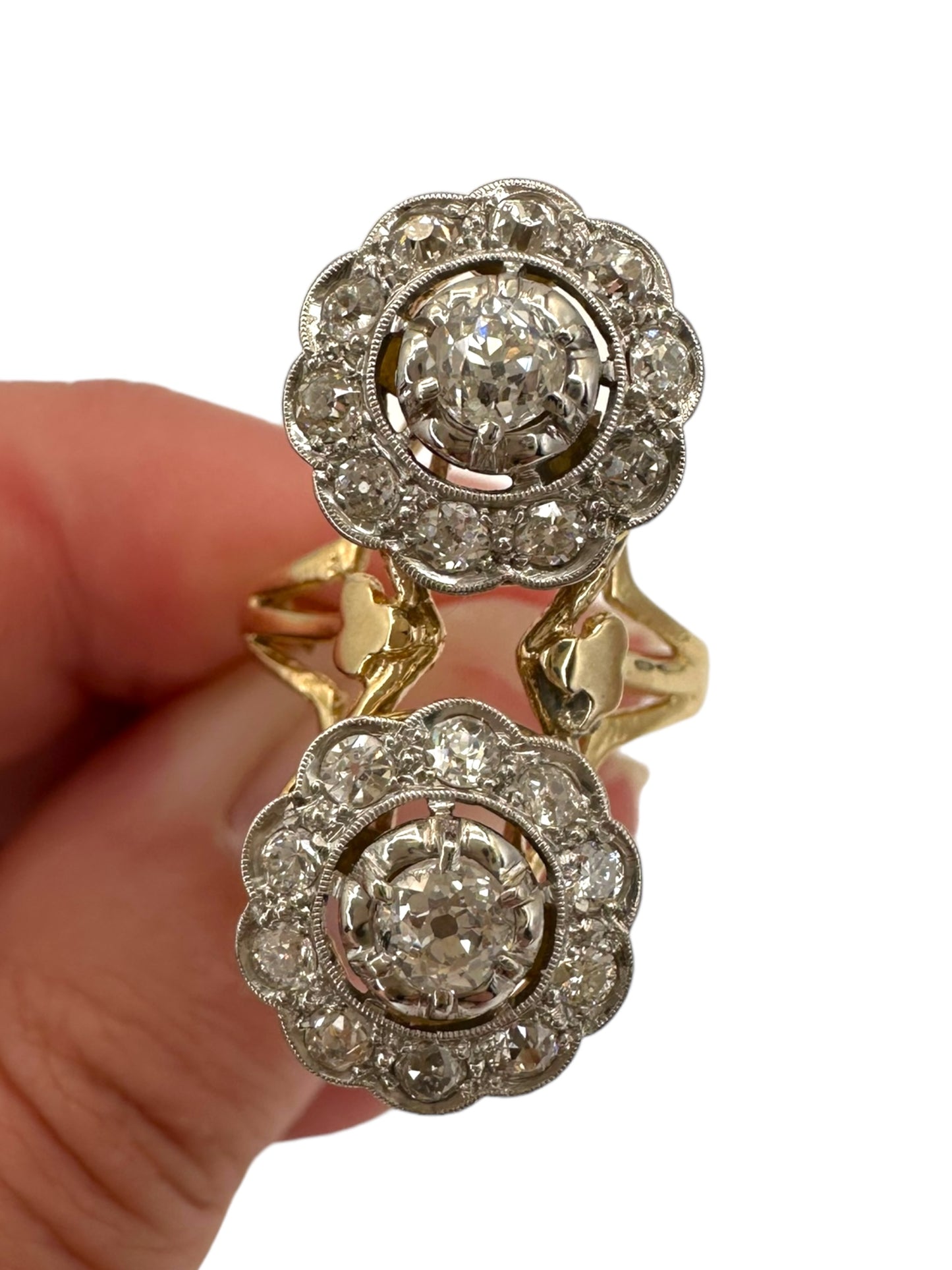 14k Platinum Old Cut Diamond Ring
