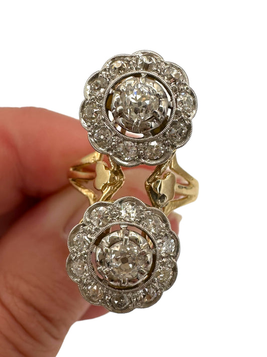 14k Platinum Old Cut Diamond Ring