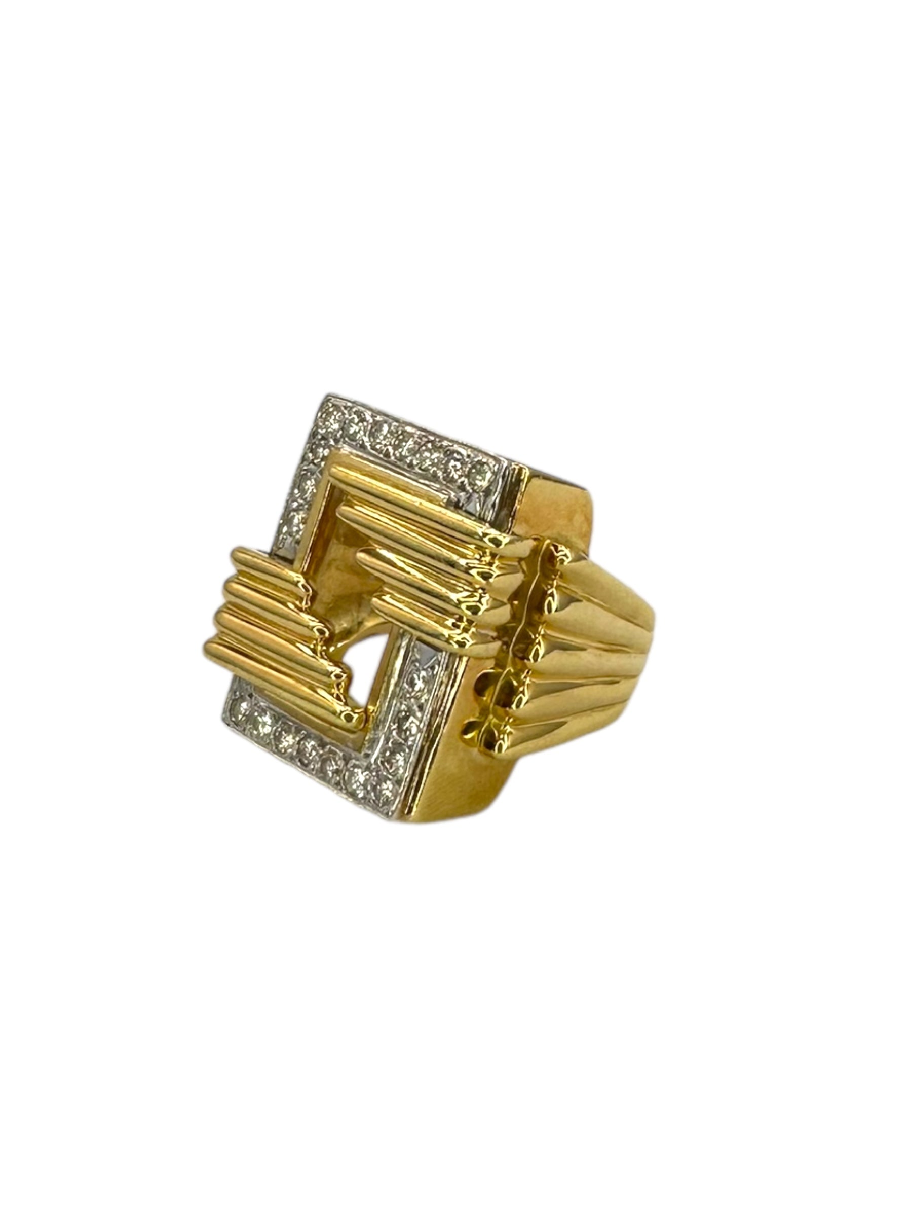 18k Geometric Diamond Ring