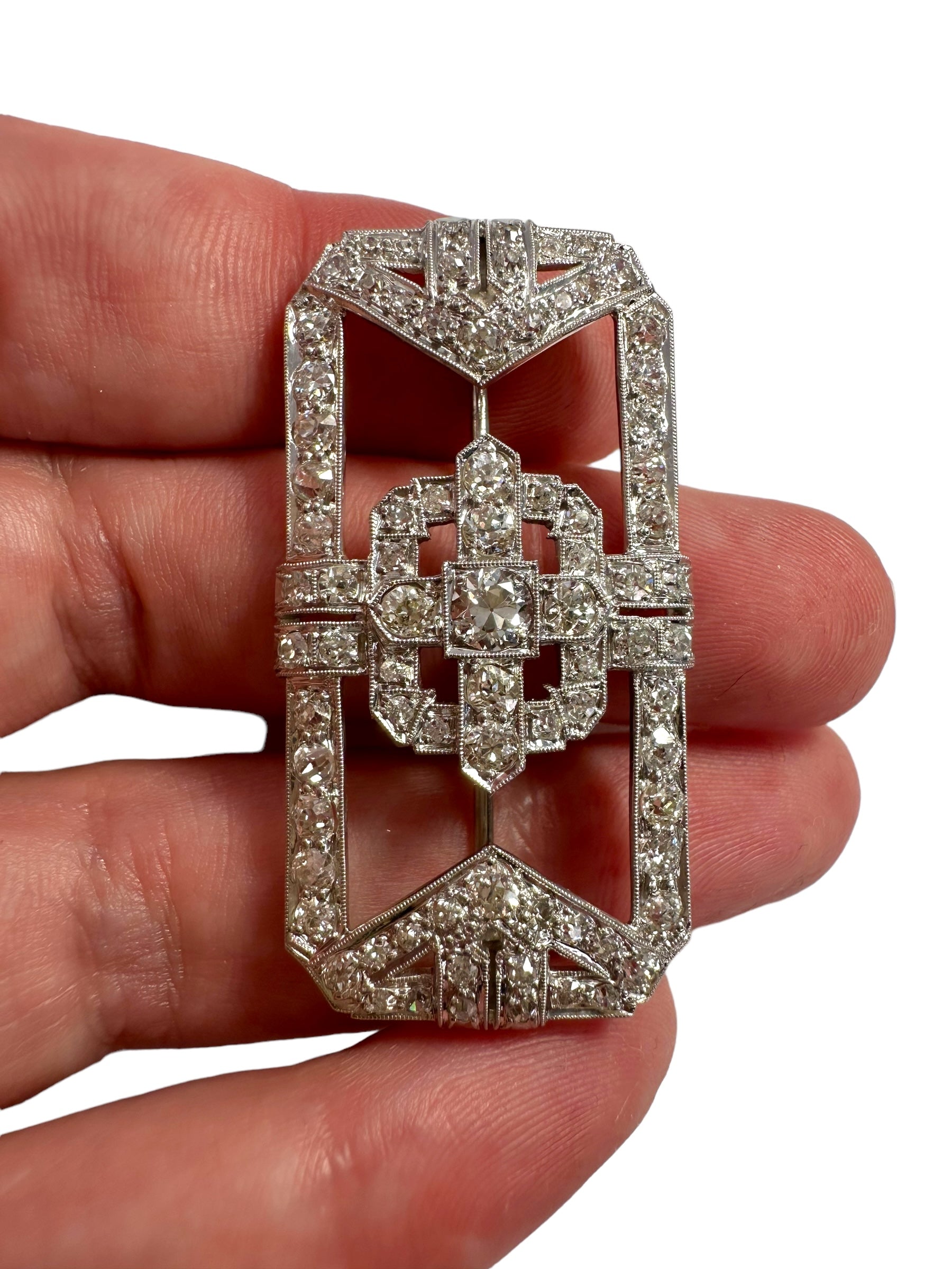 Art Deco Platinum Diamond Brooch