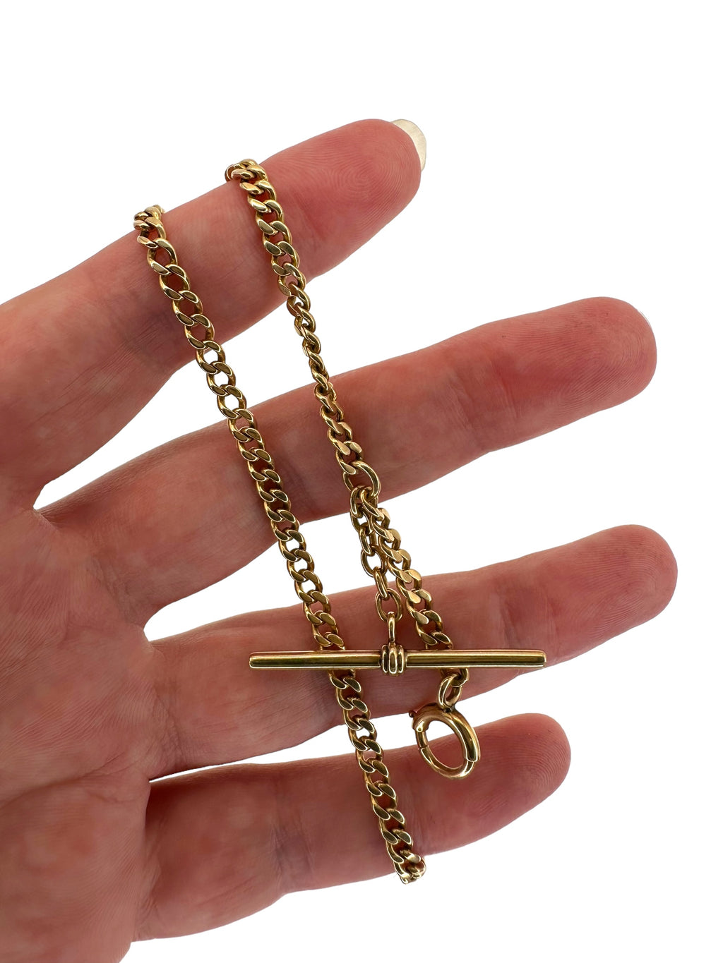 14k Curb T- Bar Watch Chain