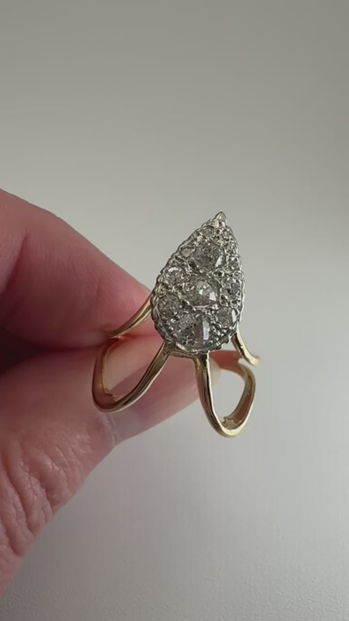 14k Old Euro Cut Diamond Ring