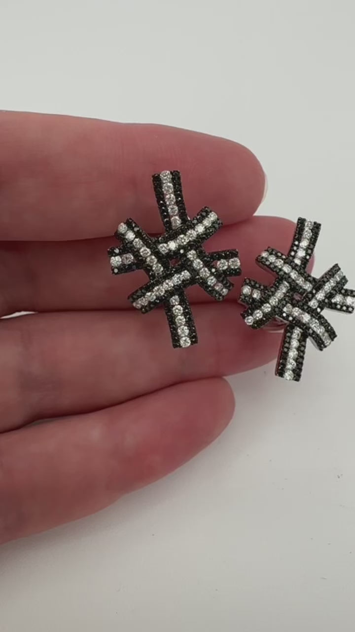 18k Diamond Cross Hatch Earrings