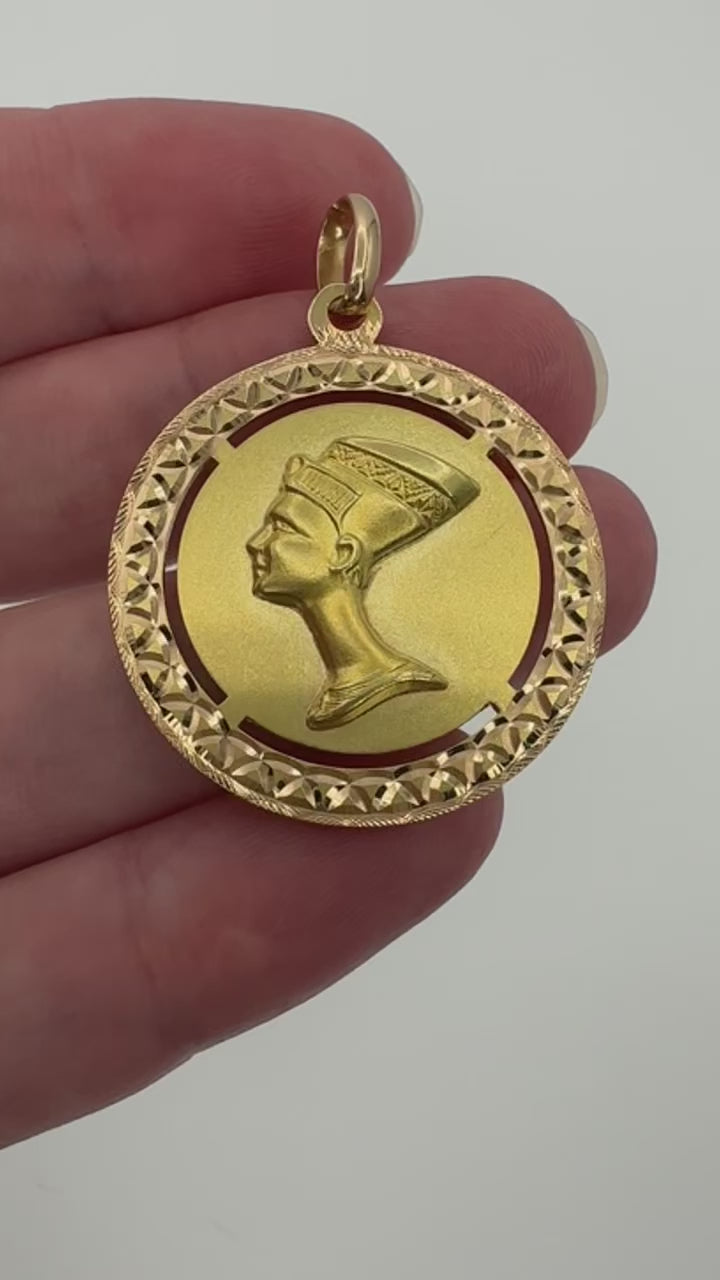 18k Double Sided Fortuna and Nefertiti Pendant