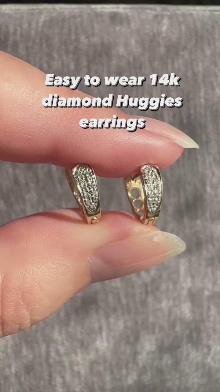14k Diamond Huggie Earrings