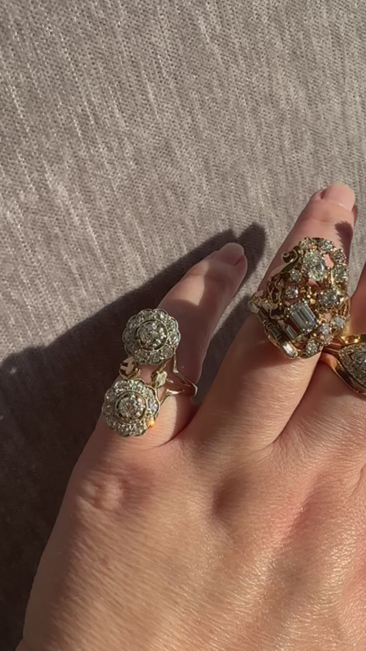 14k Diamond Cluster Ring