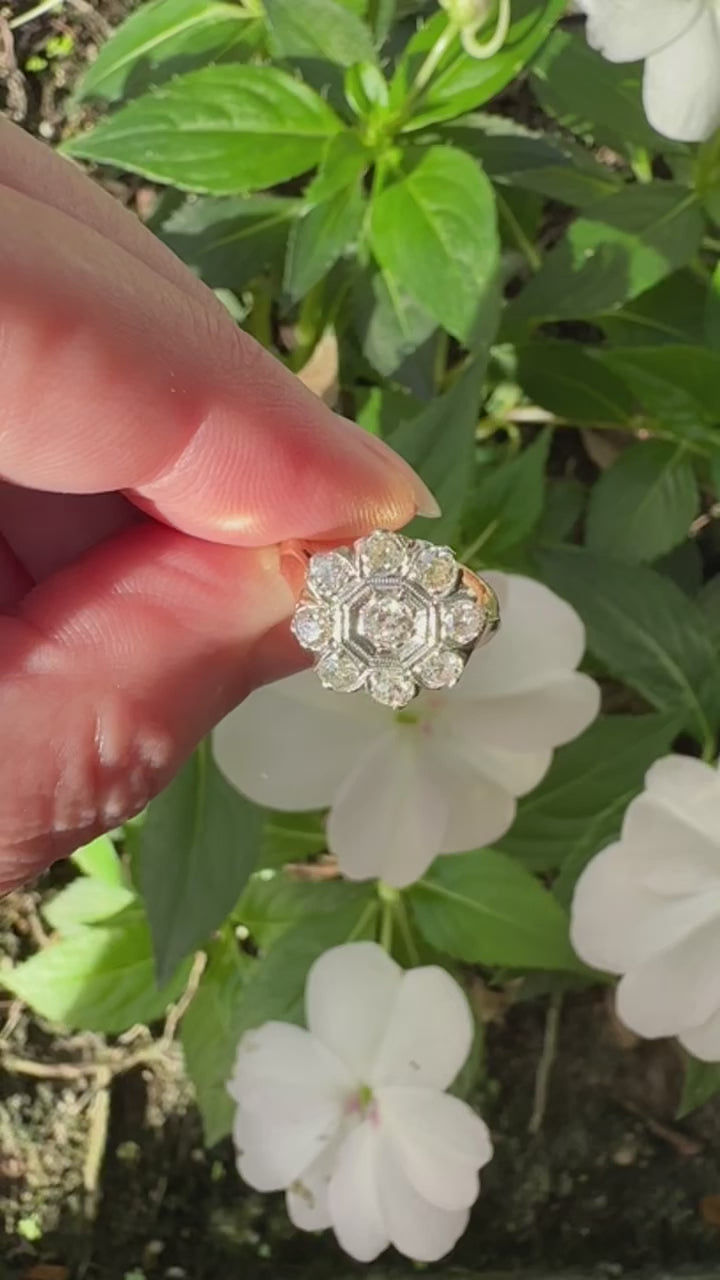 14k Diamond Daisy Ring