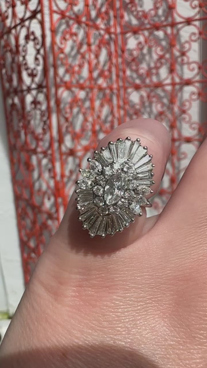 18k White Gold Diamond Ballerina Ring