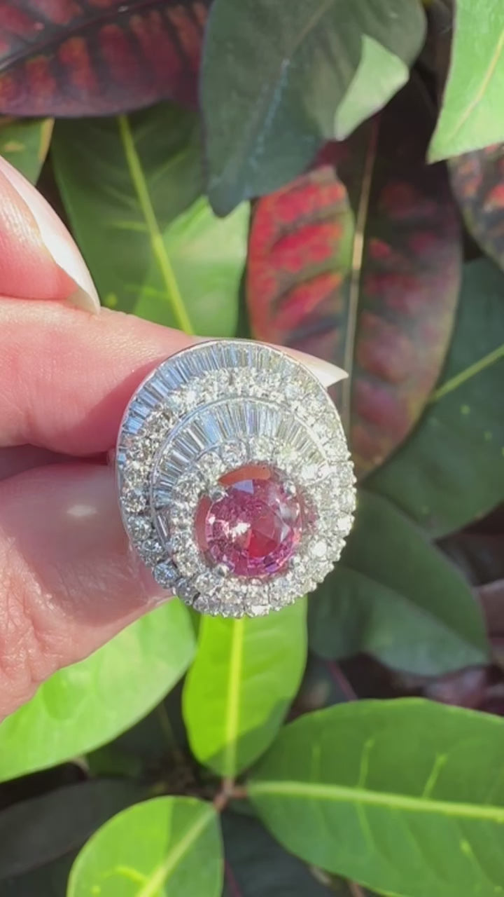 Platinum Sapphire Diamond Cocktail Ring