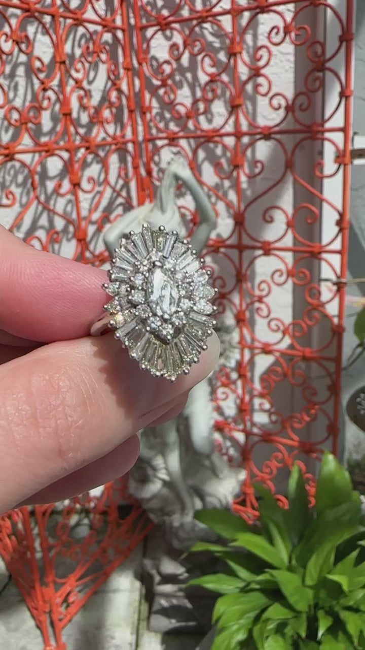 18k White Gold Diamond Ballerina Ring