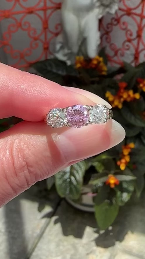 14k Diamond Pink Zircon Ring