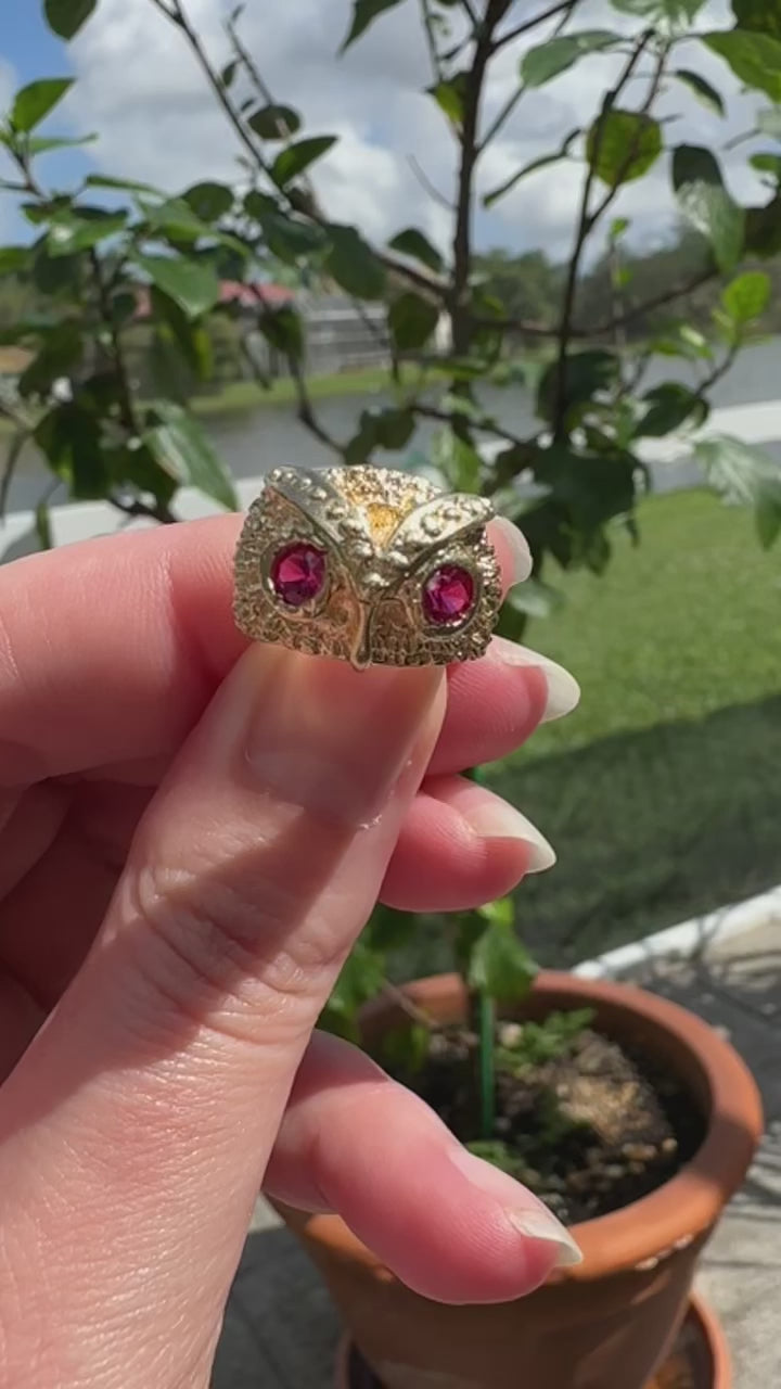 14k Owl Ring