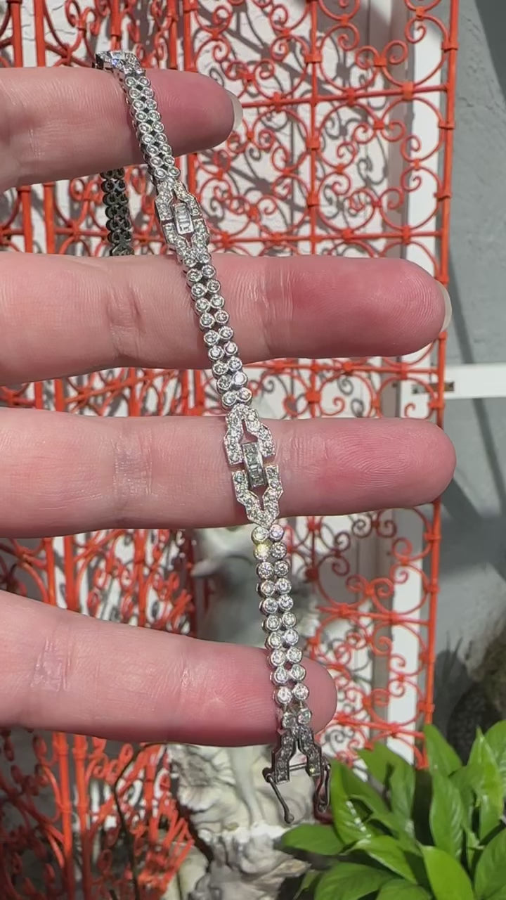 18k White Gold Art Deco Style Diamond Bracelet