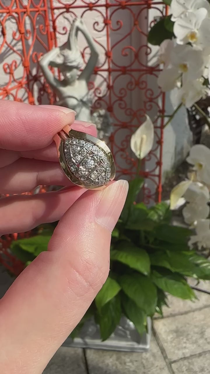 14k Platinum Old Euro Diamond Ring
