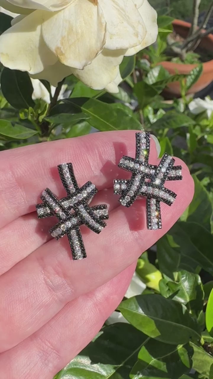 18k Diamond Cross Hatch Earrings