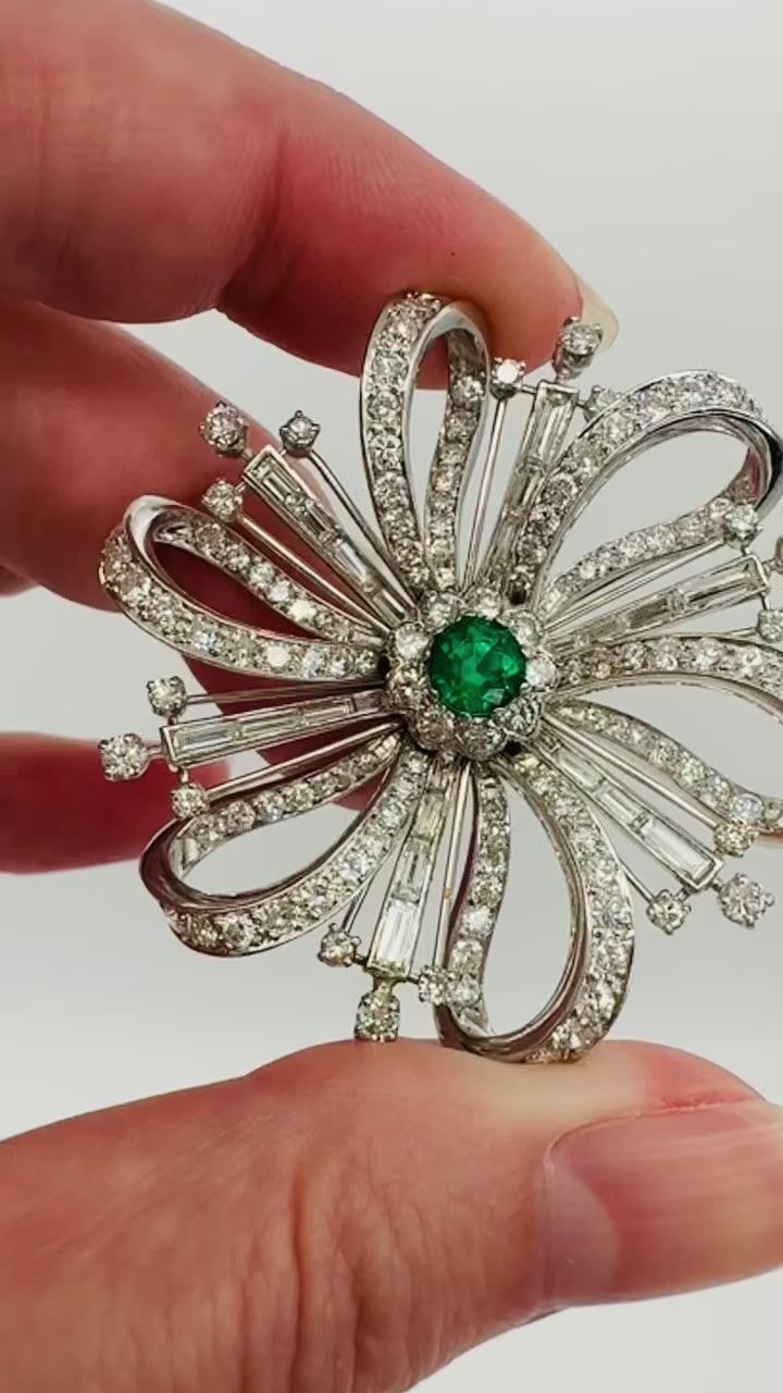 Platinum Emerald Diamond Pendant