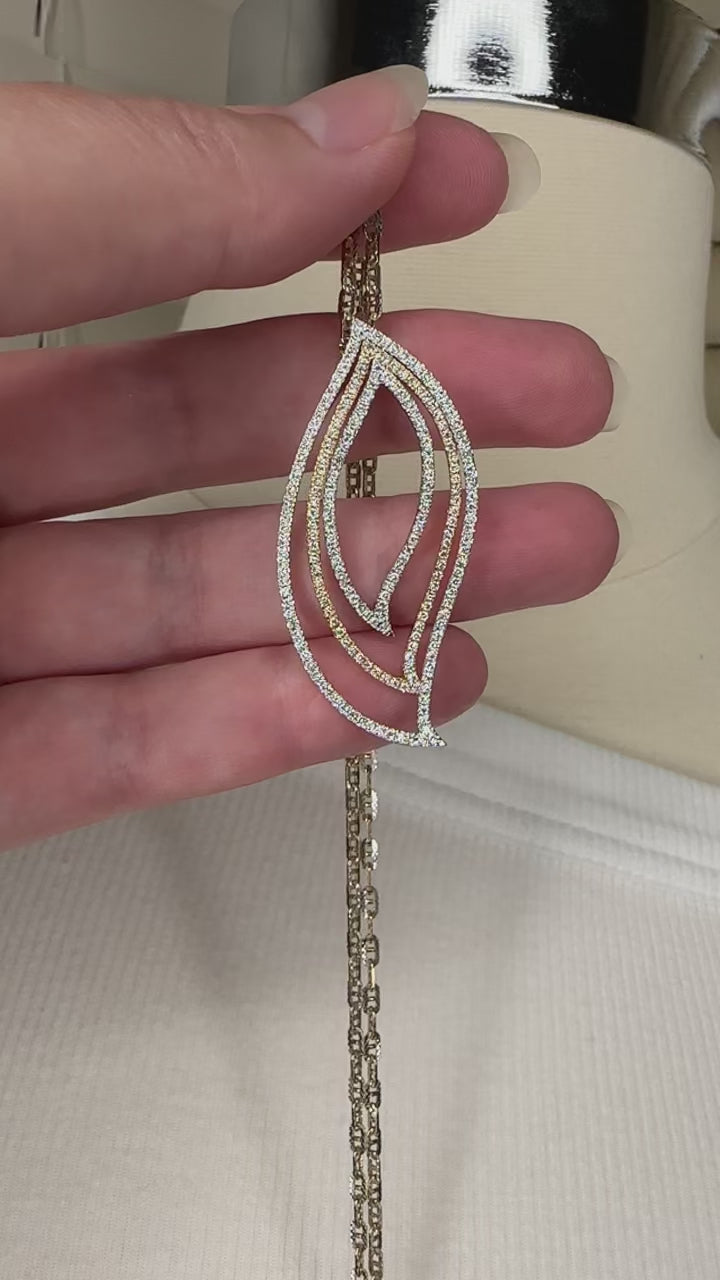 18k Two-tone Wavy Diamond Pendant