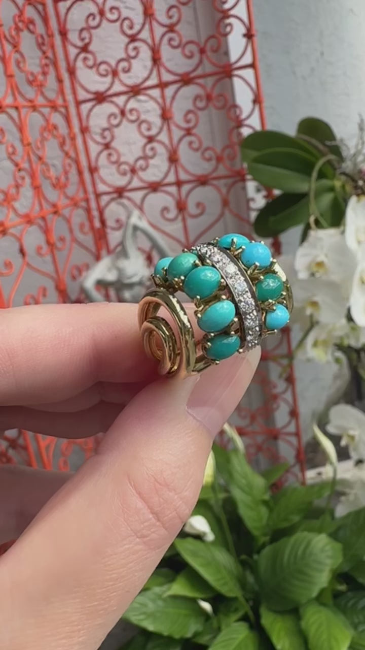 18k Turquoise Diamond Ring