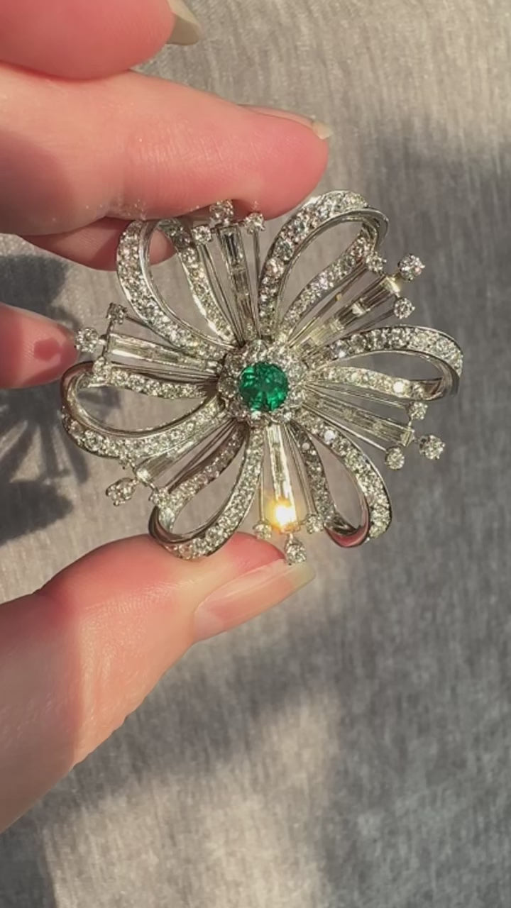 Platinum Emerald Diamond Pendant