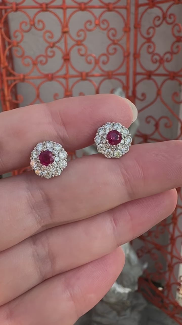 18k Ruby Diamond Earrings