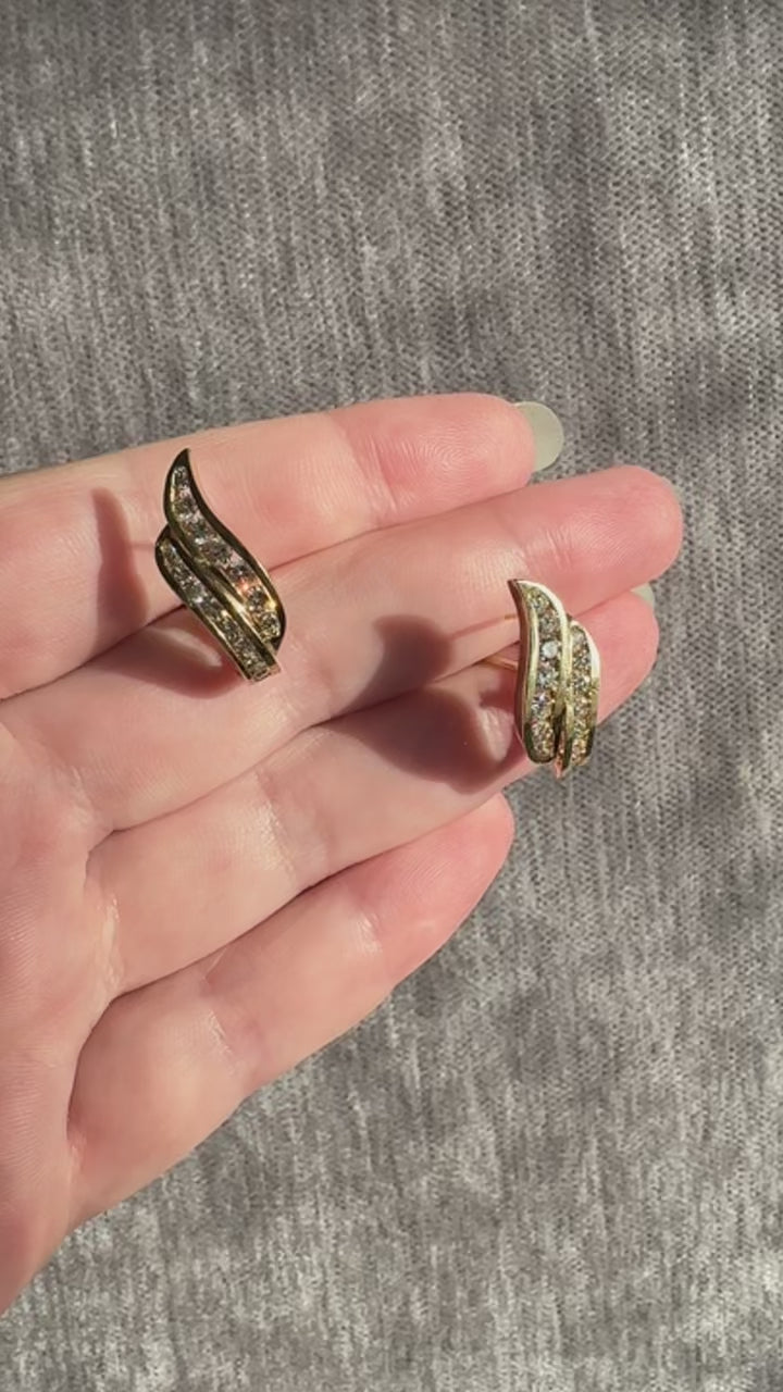 14k Diamond Wing Shaped Earrings