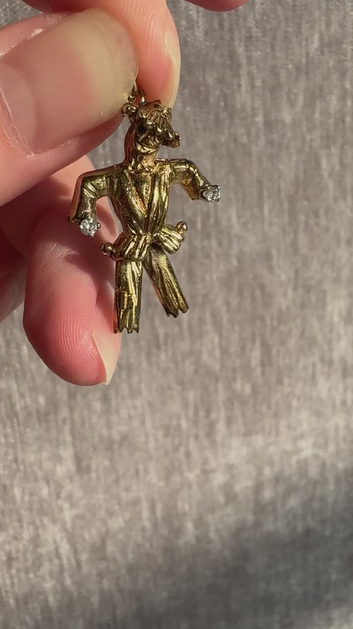 14k Diamond Scarecrow Pendant